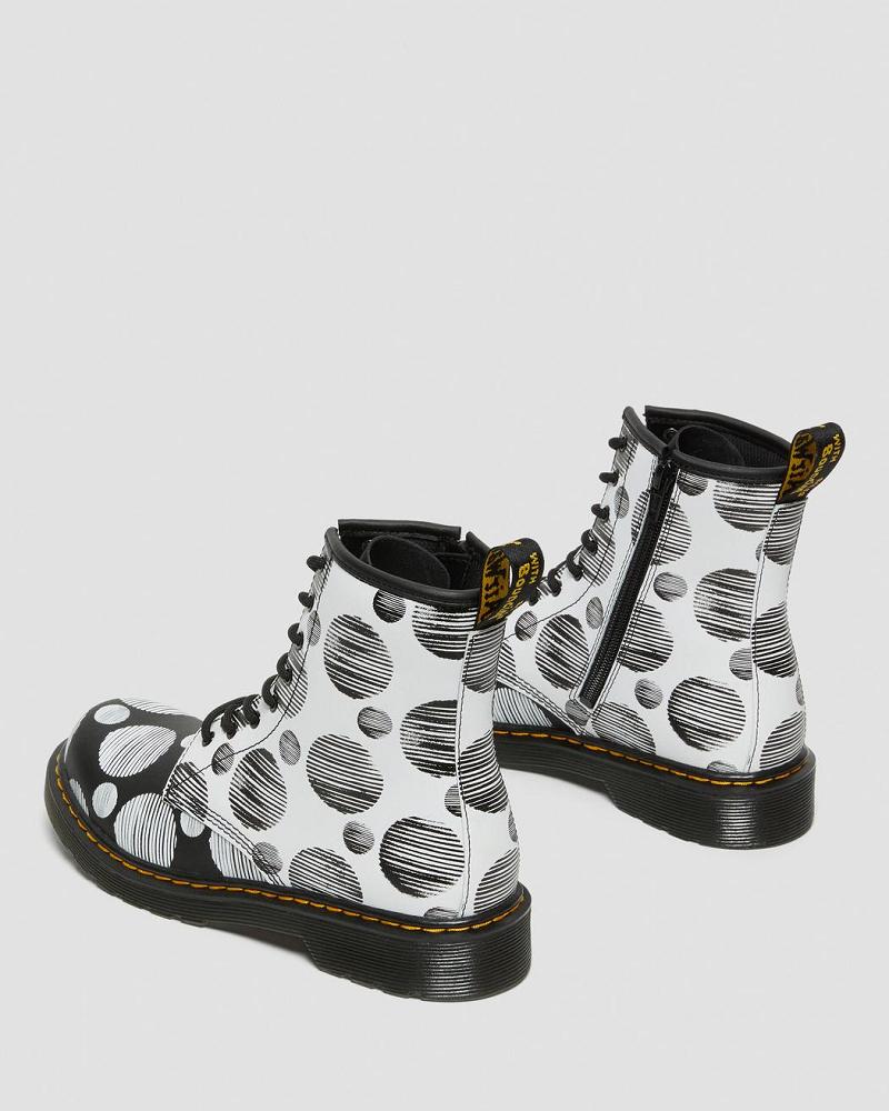 Black Kids' Dr Martens Youth 1460 Polka Dot Leather Lace Up Boots | CA 714QMA